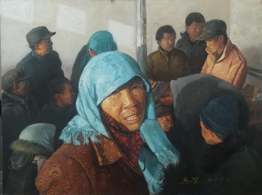 扶贫系列作品《村民张米,2019年布面油画.