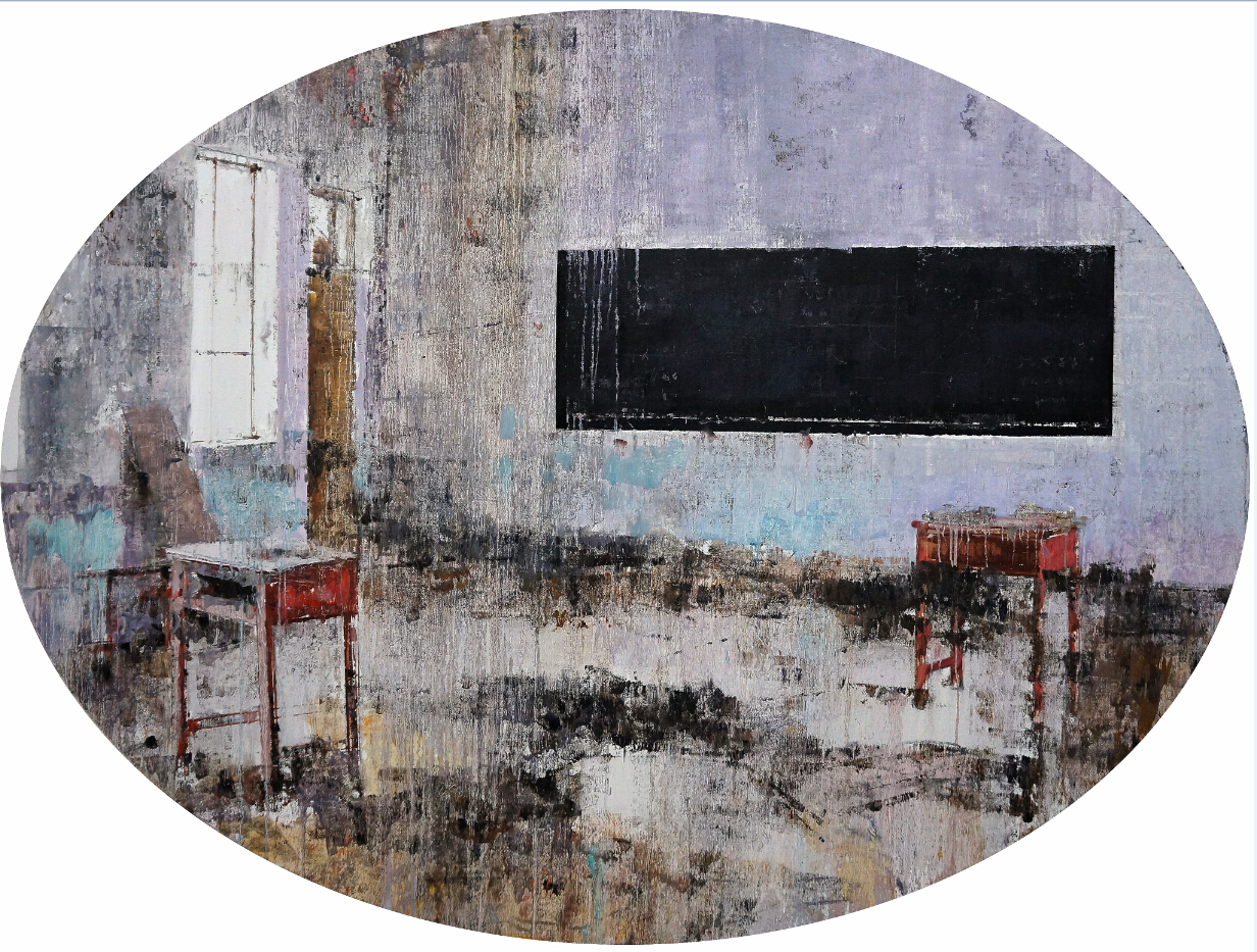 董文通作品《遗落的世界之我的中学教室no.4》布面油画200x150cm 2013