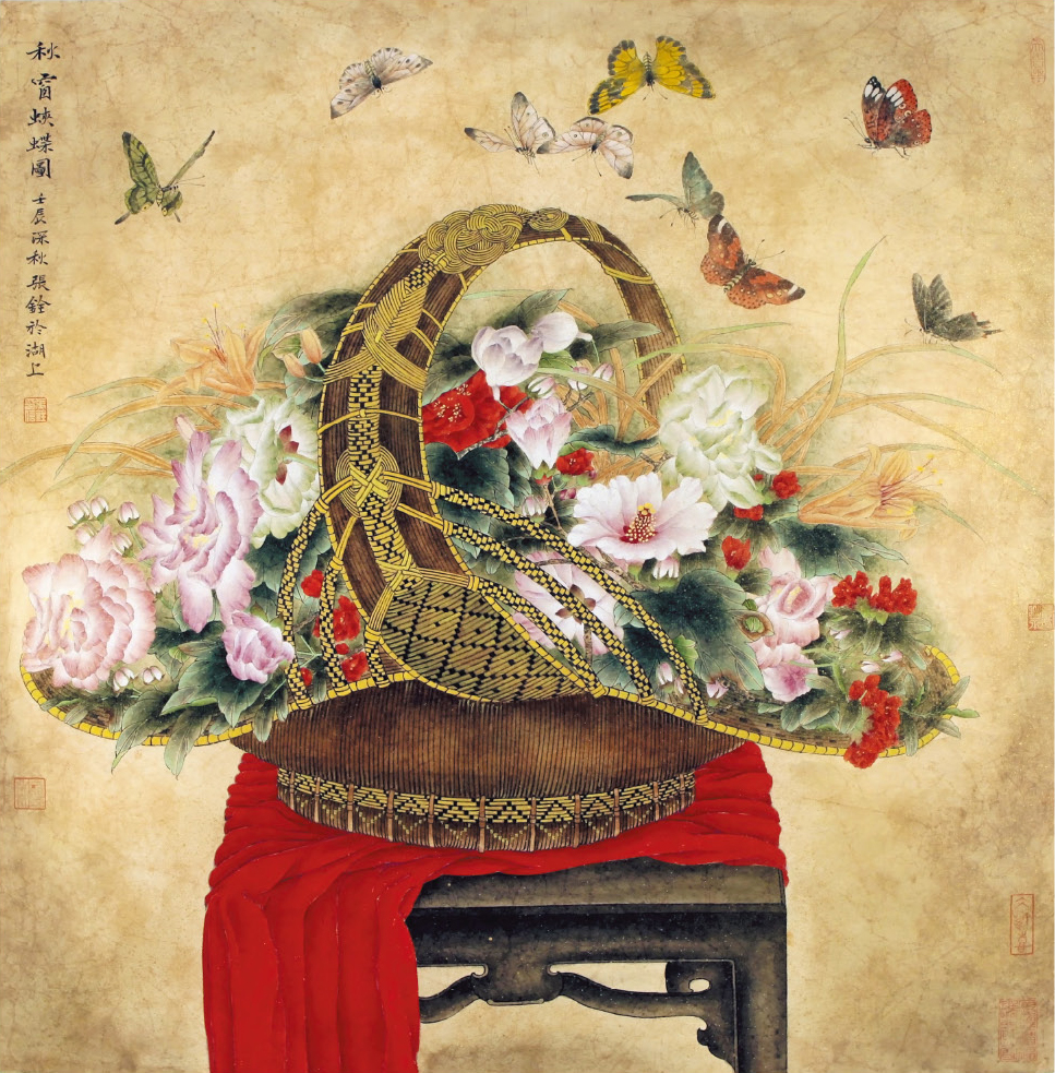 秋窗蛱蝶图 | 张铨