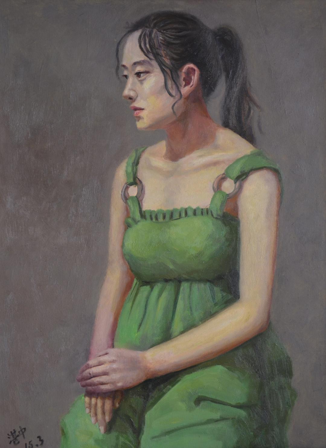 《绿裙》布面油画 60x80cm 创作年代2016年