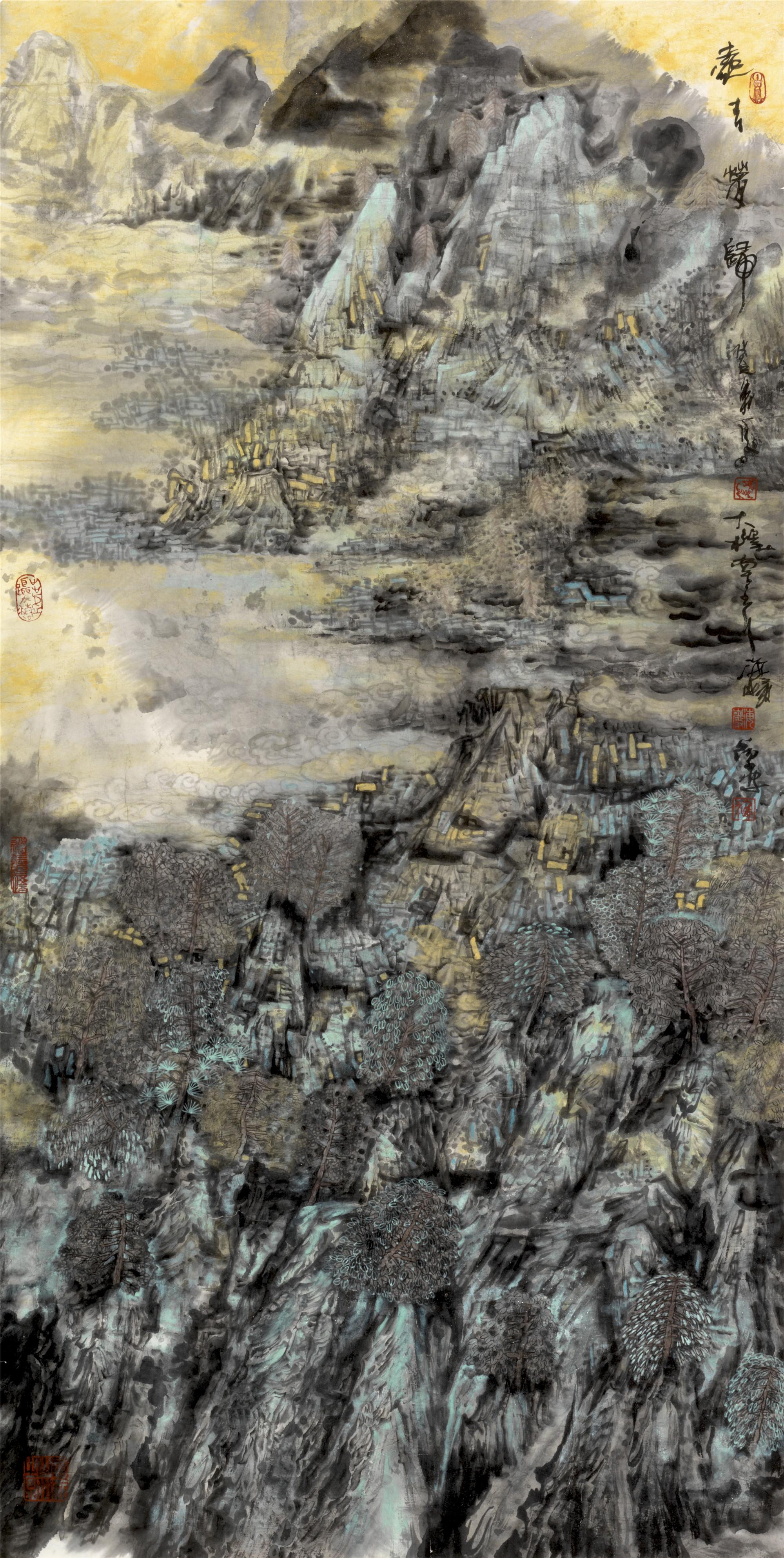 海岩宿千中国画水墨岩彩远去梦归