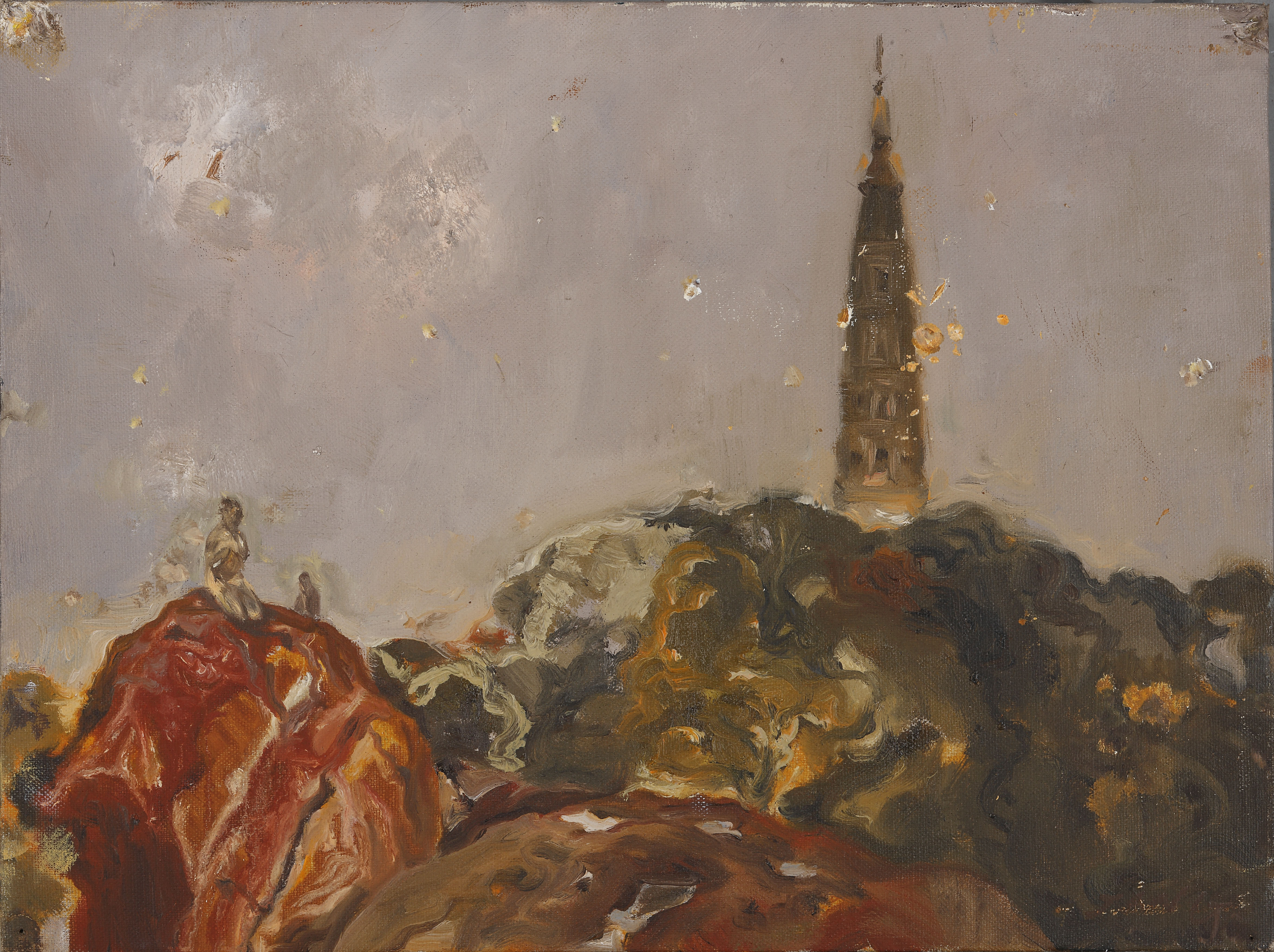 意写潇湘八景之——亭石落雁30 40cm 布面油画 2010