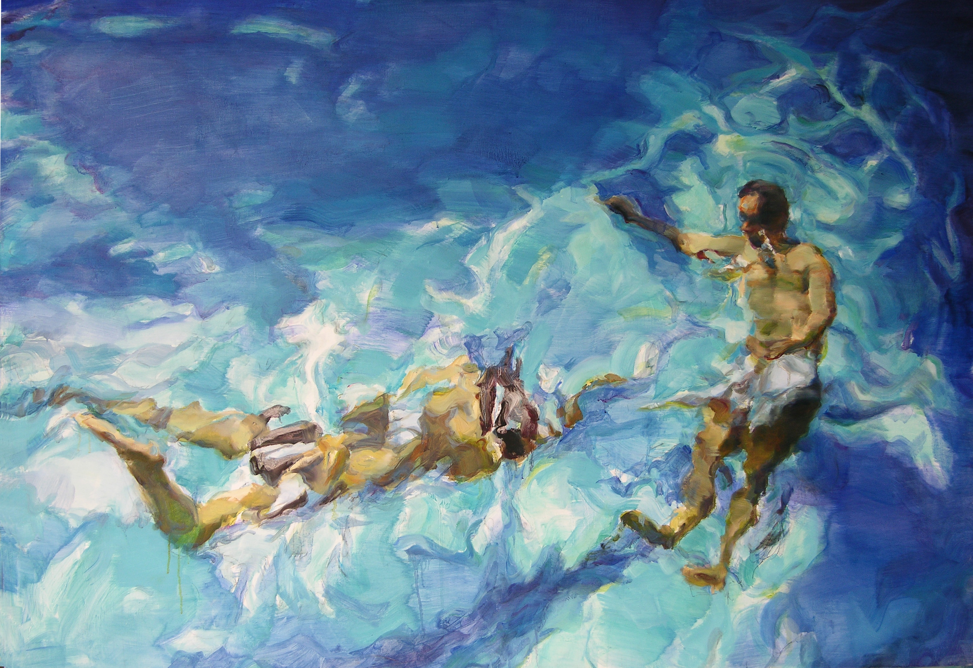 泳系列之五,布面油画, (150x105)cm 2004,陈焰